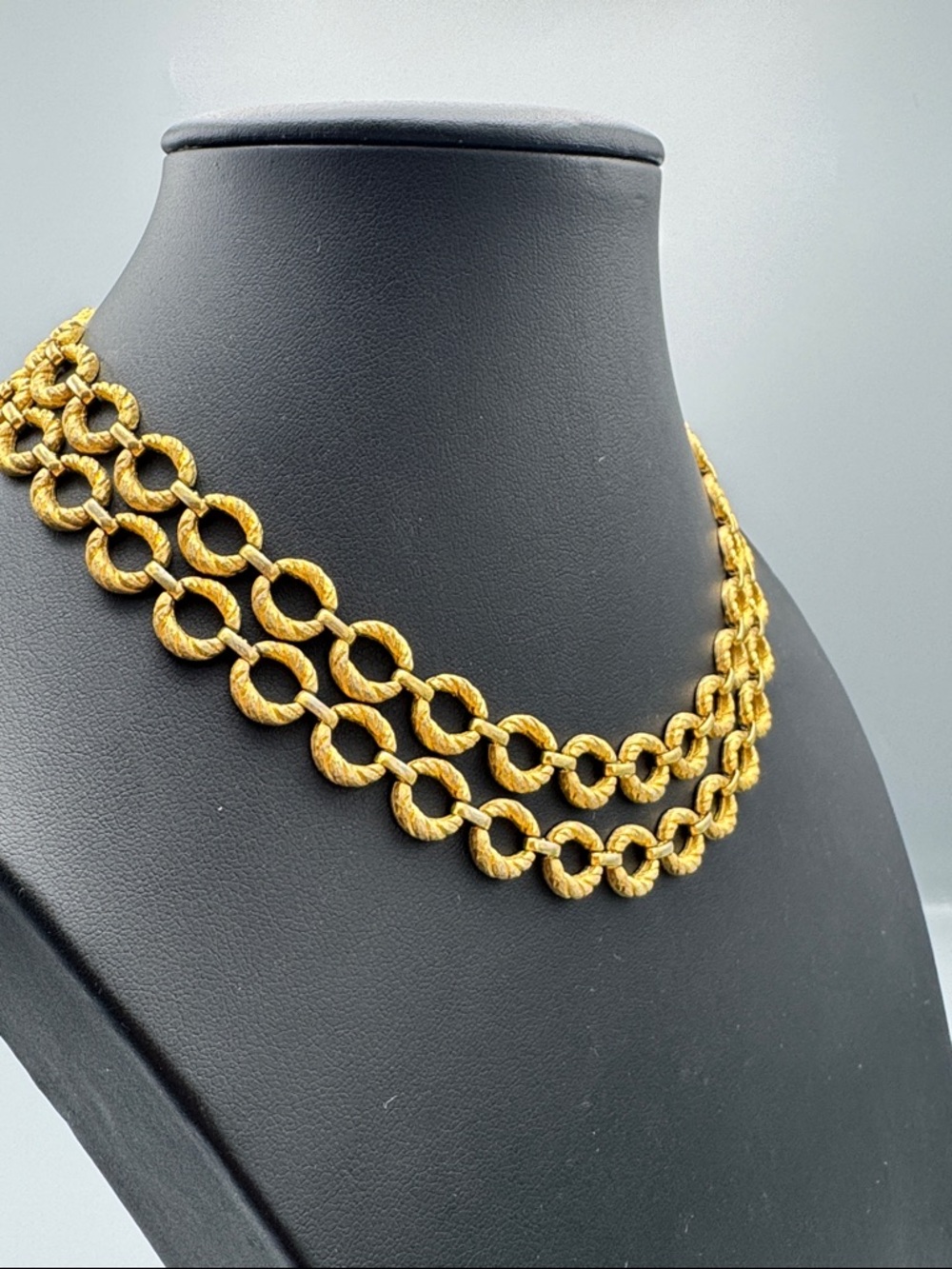 Gold Tone 2-Row Link Necklace - Picture 2 of 8